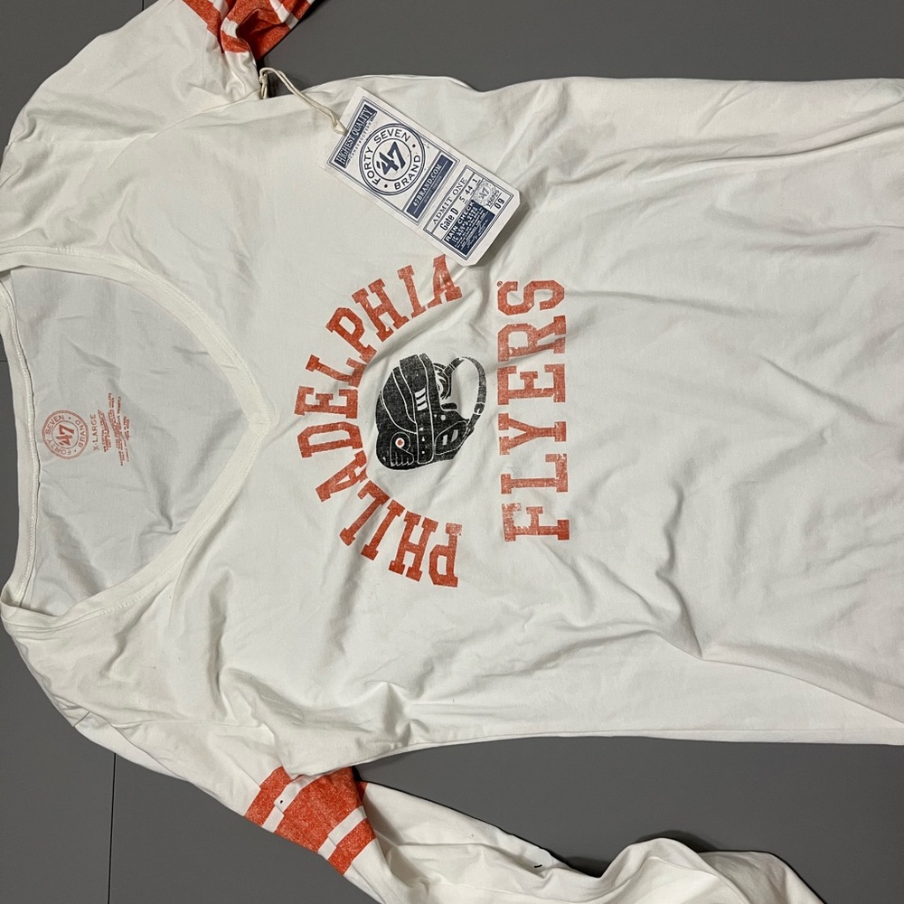 47 Brand Philadelphia Flyers White and Orange Long Sleeve Tee women’s
